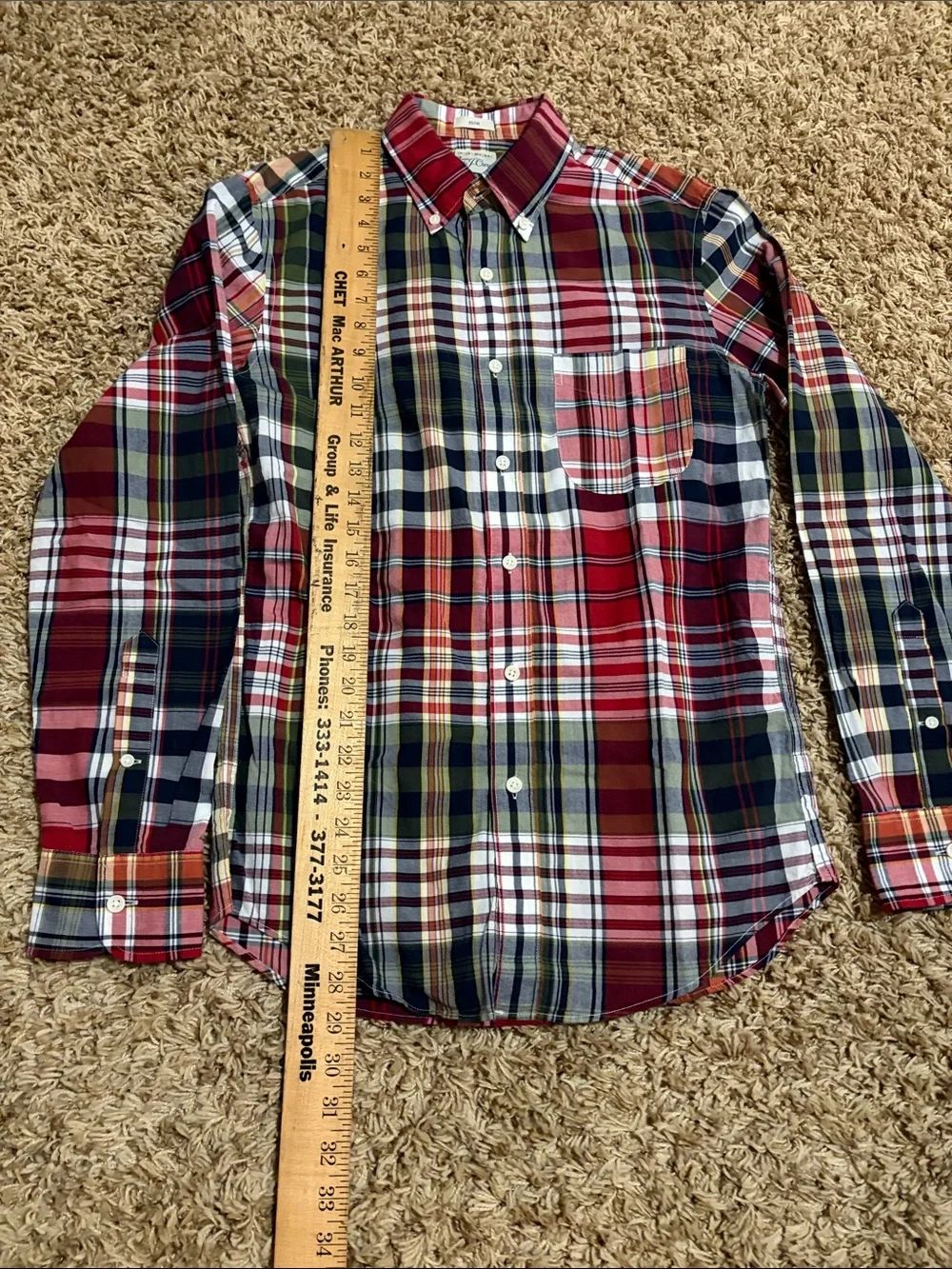 J Crew Plaid Button-Down Shirt in Red/Green/Blue - Men Size S